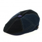 8-panel cap black/navy/purple 100% linen