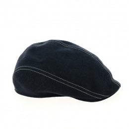 Navy linen riding cap