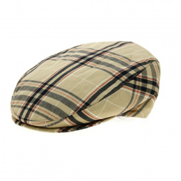casquette plate a carreaux beige
