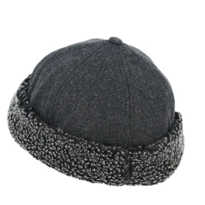Charcoal Docker Beanie with Faux Fur - Traclet Reference: 11329 | Traclet Hat Shop