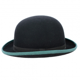 Zeleno Bowler Hat Wool Felt Black & Green - Traclet