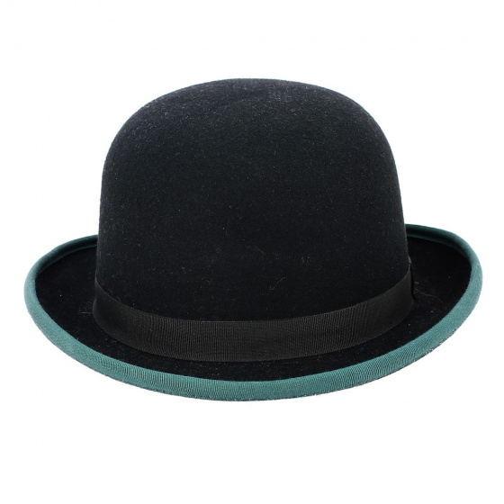 Chapeau Melon Zeleno Feutre Laine Noir & Vert - Traclet
