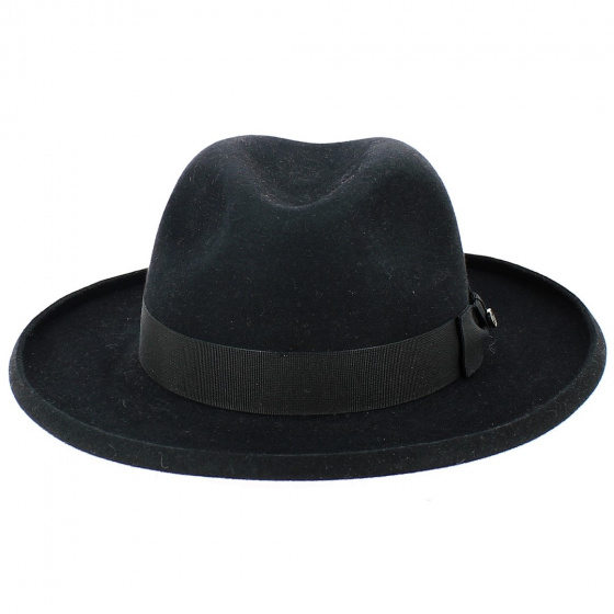 Laurent Black Fur Felt Homburg Hat - Traclet Laurent Black Fur Felt Homburg Hat - Traclet