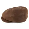 Flechet 8-panel vintage leather cap Reference: 827 | Chapellerie Traclet