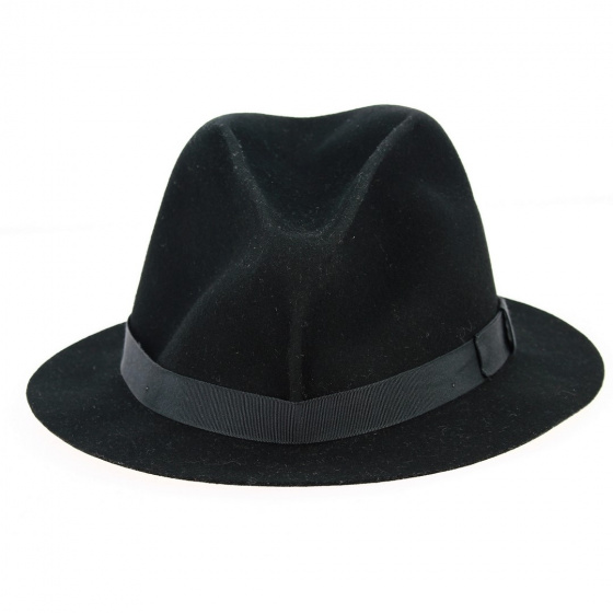Black Wool Felt Poet Fedora Hat - Bailey Black Wool Felt Poet Fedora Hat - Bailey