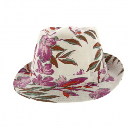 Pink Floral Linen Trilby Hat - Traclet