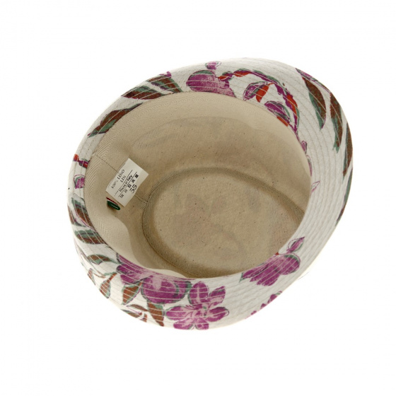 Chapeau Trilby Lin Fleurs Roses - Traclet Chapeau Trilby Lin Fleurs Roses - Traclet
