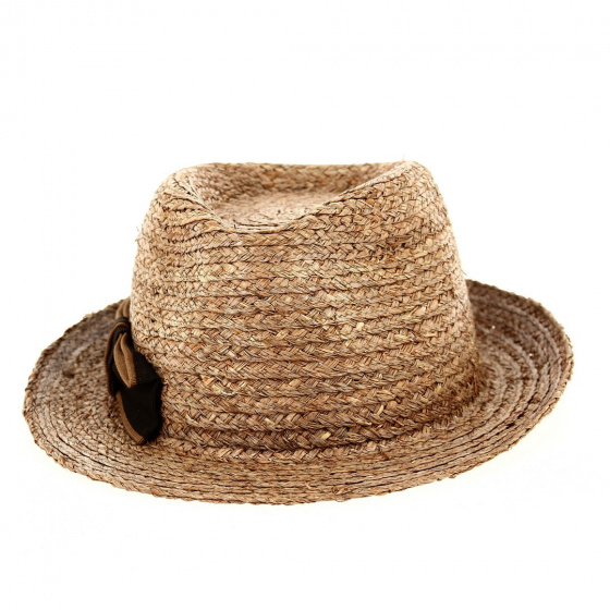 Chapeau Trilby Sainte-Rose Brun Paille Raphia - Fléchet