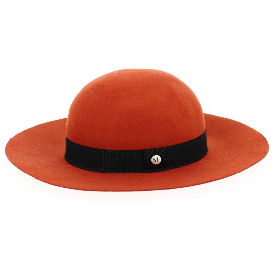 Lorelei Wide Brim Wool Felt Hat Orange - Fléchet