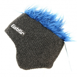 Grey & Blue Wool Ear-Flap Beanie Gisbert - Eisbär