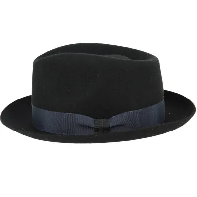 Black Wool Felt Homburg Occitan Hat - Traclet Reference: 12526 | Traclet Hat Shop