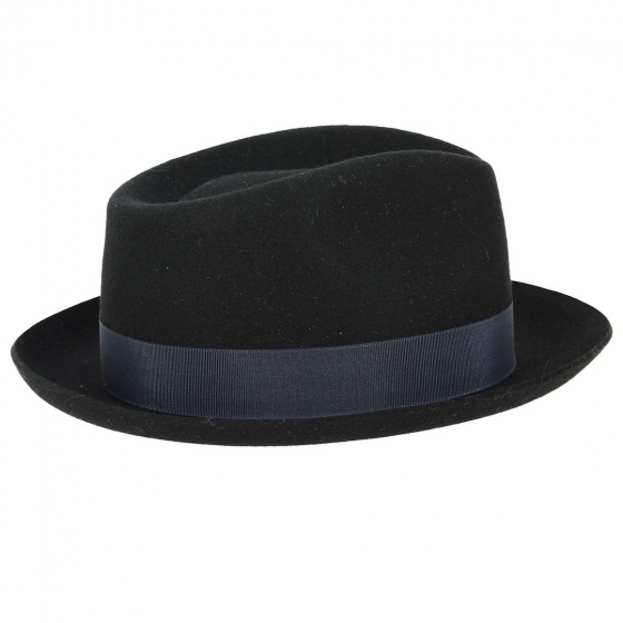 Chapeau Homburg Occitan Feutre Laine Noir MontCapel- Traclet
