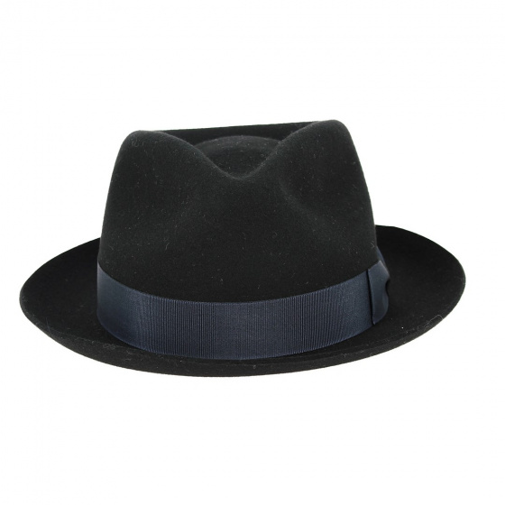 Chapeau Homburg Occitan Feutre Laine Noir MontCapel- Traclet