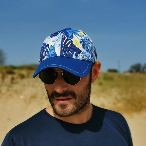 Blue Jungle Cotton Baseball Cap Blue - le Chapoté Paris