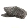 Casquette Irlandaise Clifden Harris Tweed Chevrons Gris - Hanna Hats Reference : 3569 | Chapellerie Traclet