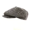 Casquette Irlandaise Clifden Harris Tweed Chevrons Gris - Hanna Hats Reference : 3569 | Chapellerie Traclet