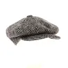 Casquette Irlandaise Clifden Harris Tweed Chevrons Gris - Hanna Hats Reference : 3569 | Chapellerie Traclet
