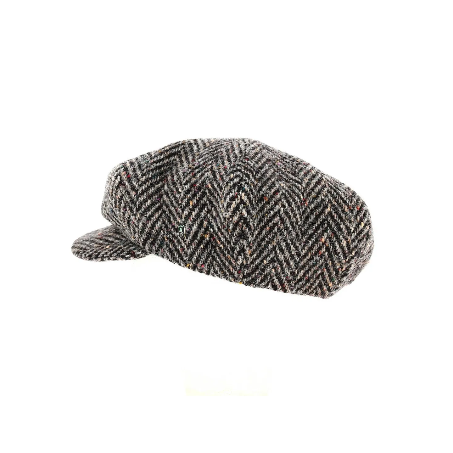 Casquette Irlandaise Clifden Harris Tweed Chevrons Gris - Hanna Hats Reference : 3569 | Chapellerie Traclet