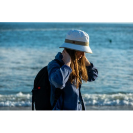 Amaury White & Beige Anti-UV Bucket Hat - Soway