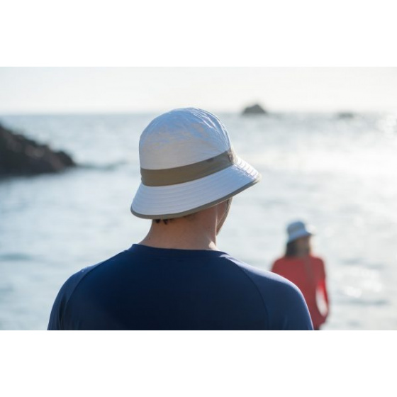 Amaury White & Beige Anti-UV Bucket Hat - Soway