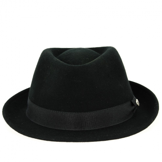 Black Wool Felt Stalingrad Trilby Hat - Fléchet Black Wool Felt Stalingrad Trilby Hat - Fléchet