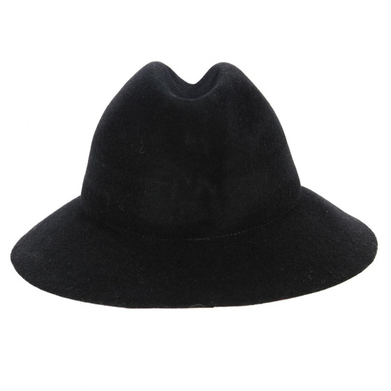 Simple Black Wool Felt Traveler Hat - Kopka