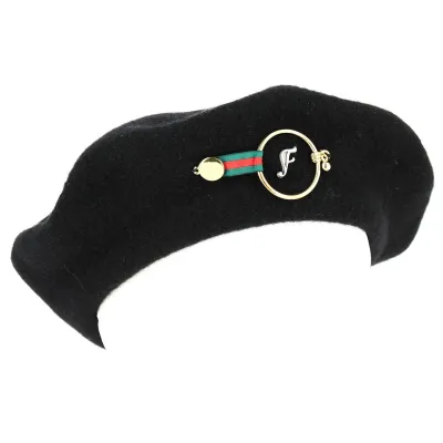 Béret Basque Ornement Laine Noir - Flechet Reference : 12550 | Chapellerie Traclet