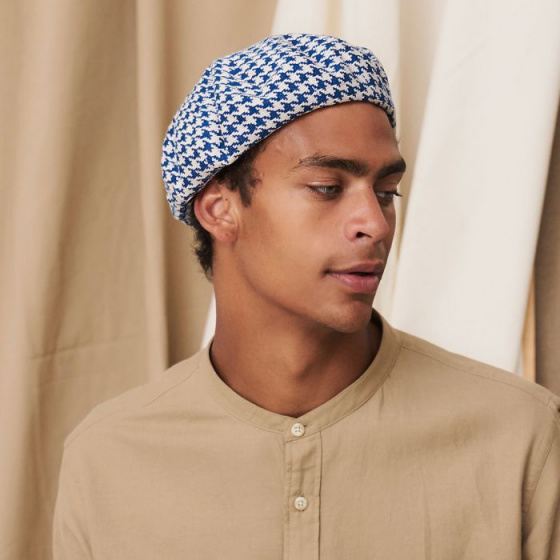 Béret Basque Myosotis Blanc Bleu - Laulhère