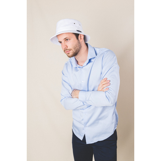 Davos White Cotton Bucket Hat - Crambes
