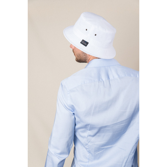 Davos White Cotton Bucket Hat - Crambes