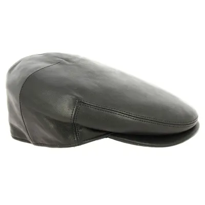 Bartolini Flat Cap Black Leather - Traclet Reference: 12574 | Traclet Hat Shop