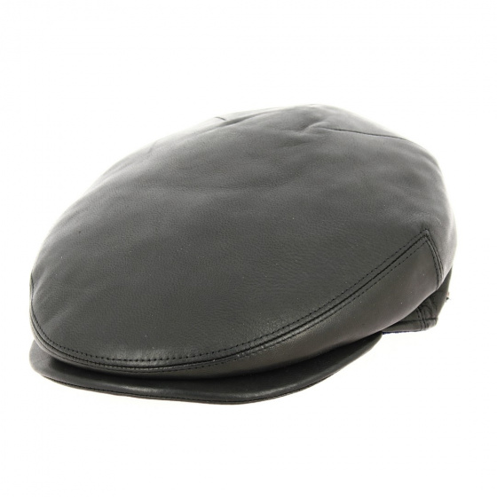 Casquette Plate Bartolini Cuir Noir - Traclet Casquette Plate Bartolini Cuir Noir - Traclet