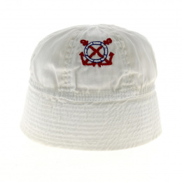 Little White Cotton Sailor Bucket Hat for Kids - Traclet