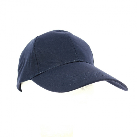 Navy Cotton Baseball Cap with Large Visor - Traclet