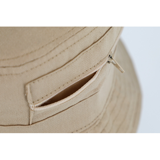 Bucket Hat - Beige Cotton Fabric Hat