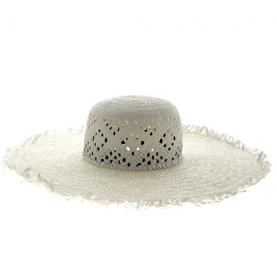 Prisca Summer Wide-Brimmed Hat Openworked White Paper Straw - Seeberger