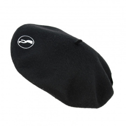 Black Wool Fancy Logo Beret - Traclet