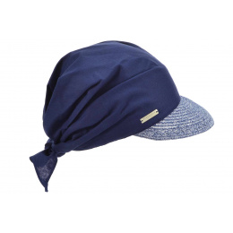 Navy Straw Livia Cap - Seeberger