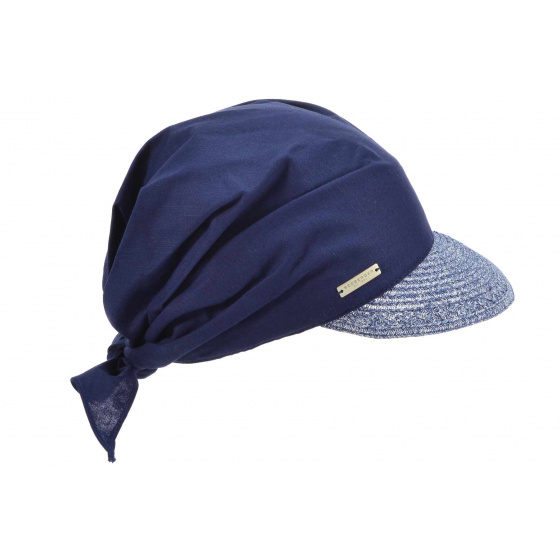 Navy Straw Livia Cap - Seeberger