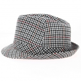 Houndstooth Wool Felt Trilby Hat - Traclet