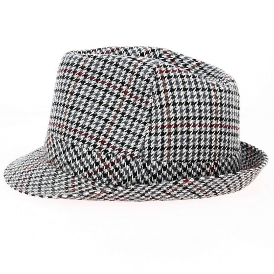 Houndstooth Wool Felt Trilby Hat - Traclet