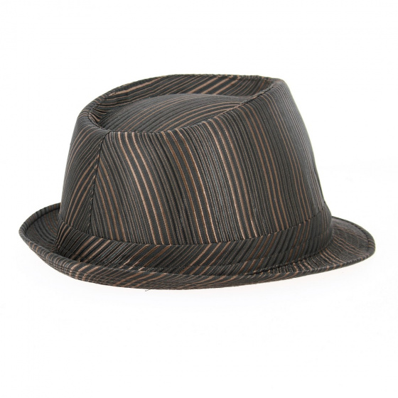 Chapeau Trilby Rayures Satiné Marron  - Traclet