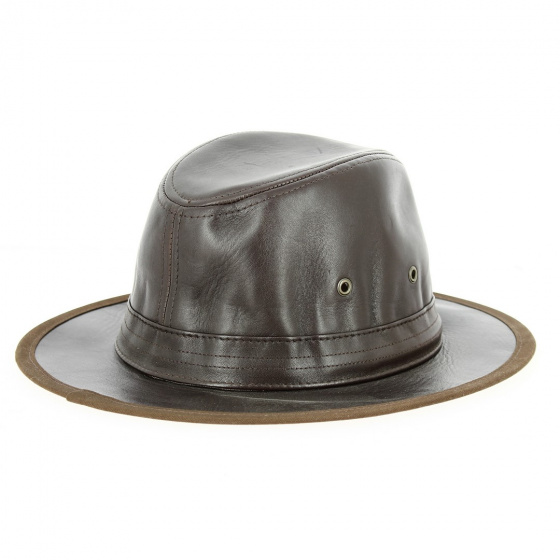 Brown Leather Vera Traveller Hat - Traclet