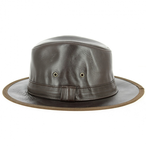 Brown Leather Vera Traveller Hat - Traclet