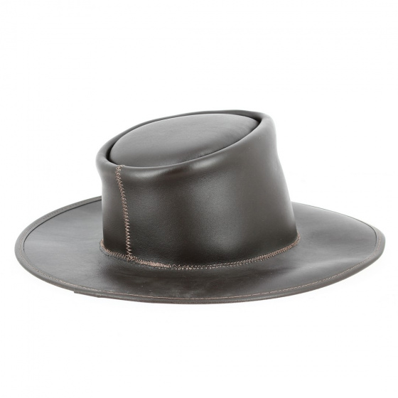 Brown Leather Australian Traveller Hat - Traclet