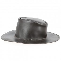 Brown Leather Australian Traveller Hat - Traclet