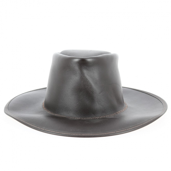 Brown Leather Australian Traveller Hat - Traclet