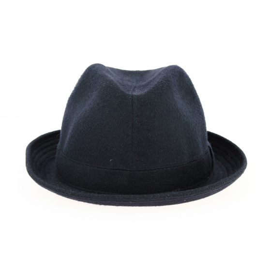 Small Navy Blue Cashmere Homburg Hat - Traclet