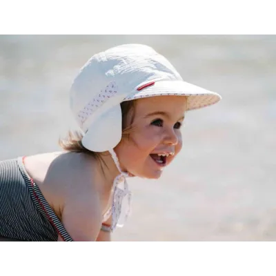 Casquette Bébé « Chloé » Protège-oreilles Anti-UV Rouge - Soway Reference : 7374 | Chapellerie Traclet