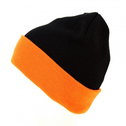 Long Acrylic Beanie Black & Orange - Result
